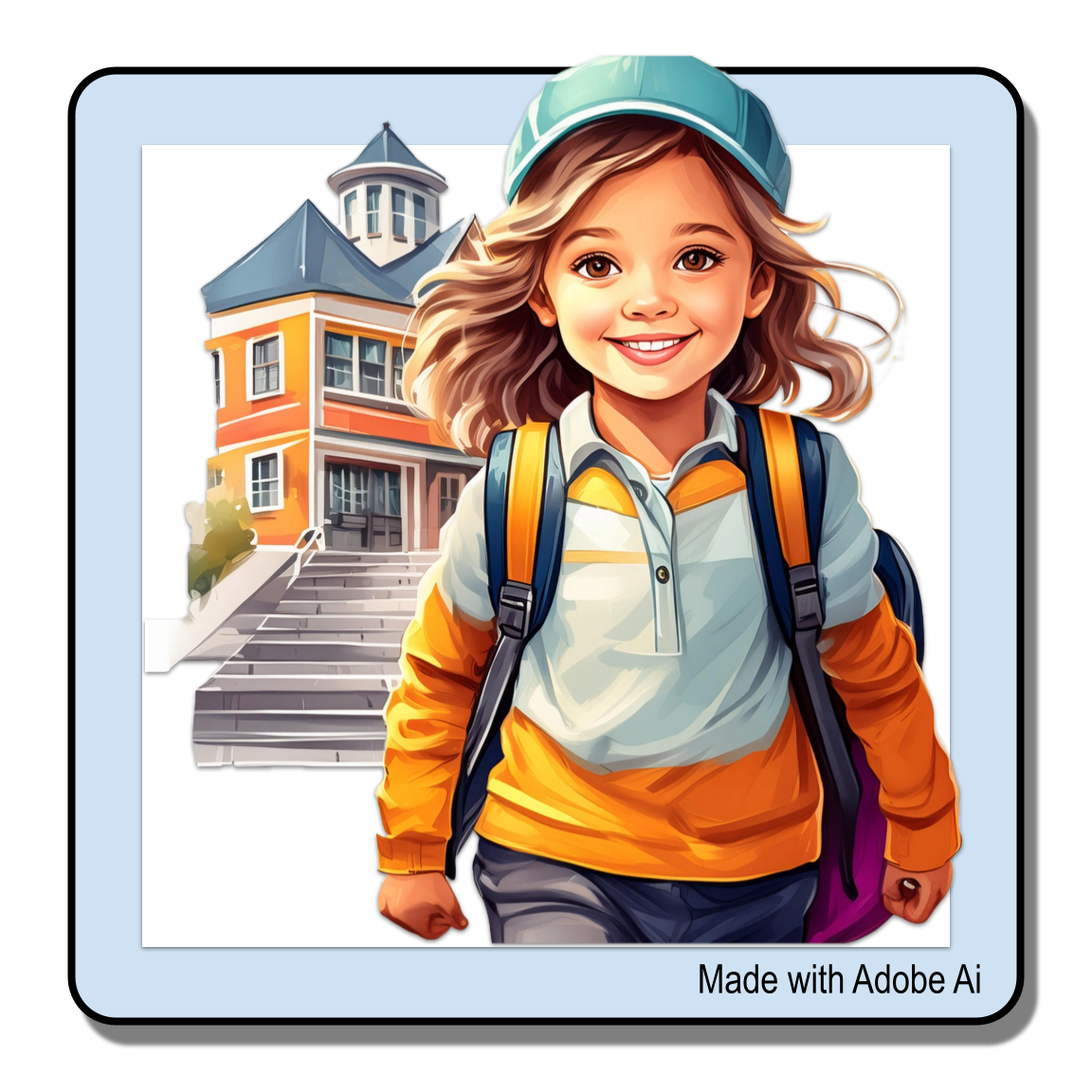 A girl walking away from school